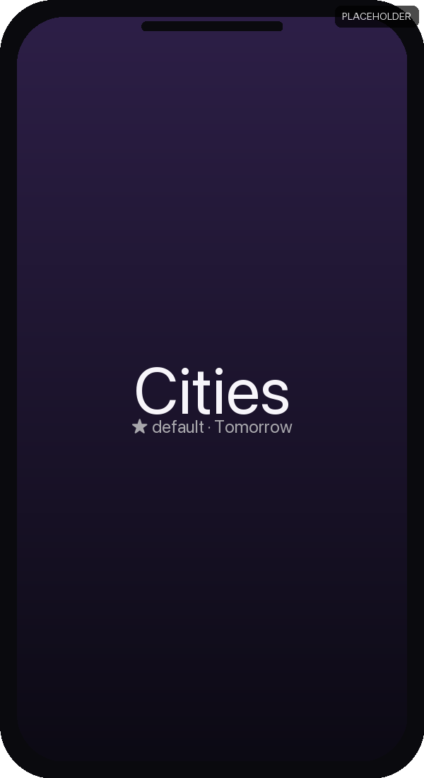 Cities tab with star indicator (placeholder)